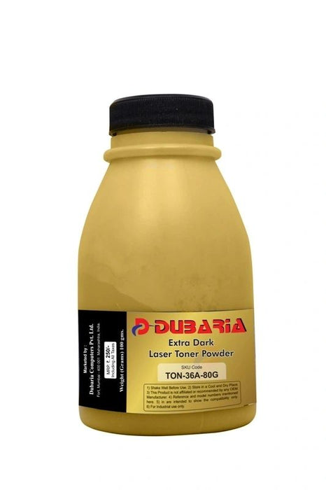 Dubaria Extra Dark Toner Powder For Use In HP 36A, 35A, 78A, 88A Canon 328 And 925 - 80 Grams Bottle Pack