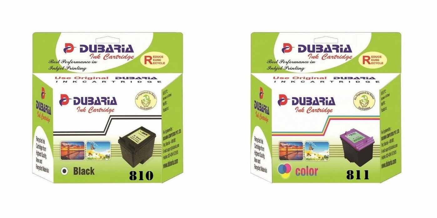 Dubaria 810 Black and 811 TriColor Ink Cartridge Combo Compatible For Canon PG-810 & CL-811 Ink Cartridges