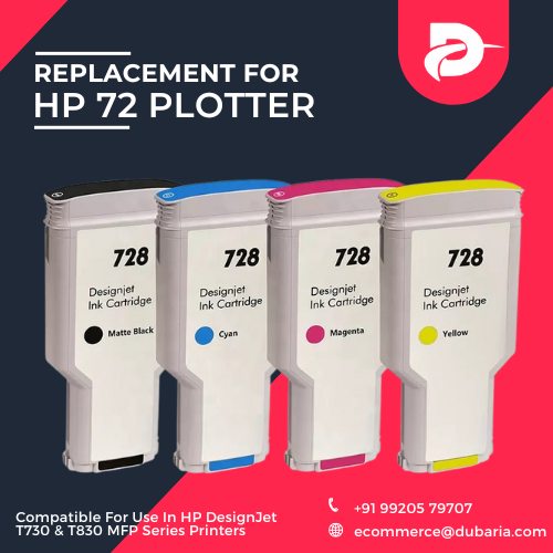 Dubaria 728 Ink Cartridge For Use In HP DesignJet T730 & T830 Printer - 300 ML