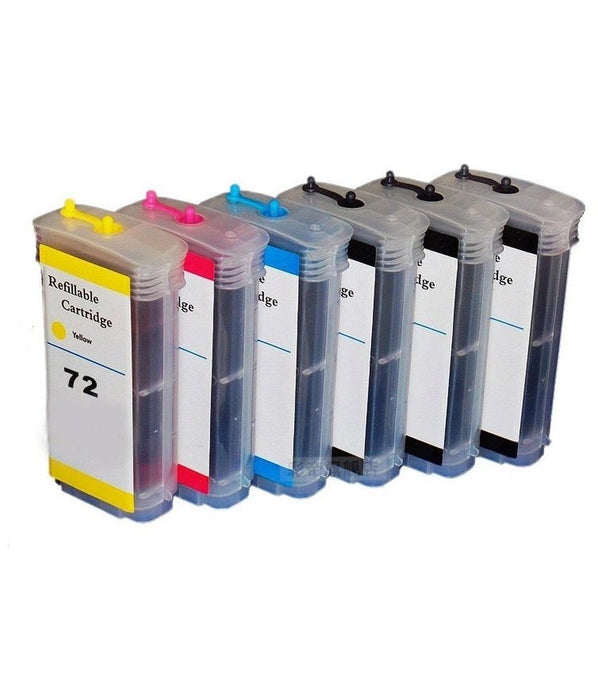 Dubaria Empty Refillable Cartridge For HP HP T 690 / T 1100 / T 1200 / 1300 / 2300 Printers Compatible With HP 72 All Six Colors