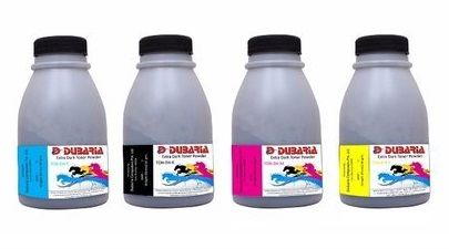 Dubaria Color Toner Powder For HP 202A, 204A, 205A Toner Cartridges - Black - 50 Grams; Cyan, Magenta Yellow - 40 Grams Each Bottle