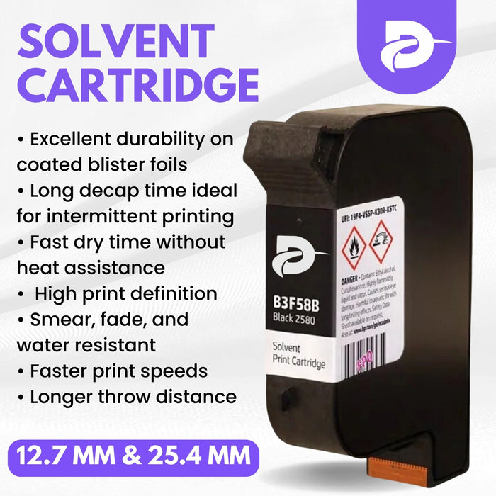 Dubaria TIJ 2.5 Solvent Ink Cartridge - Invisible - 25.4 MM