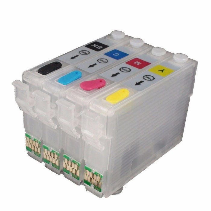 Dubaria Refillable Ink Cartridges Compatible For Epson T190 - T1901, T1902, T1903, T1904 For Use In ME Series: ME 301, 303, 401, WORKFORCE Series: WF-2538, WF-2548 and WF-2528 Printers - Cyan, Magenta Yellow & Black Ink Cartridges