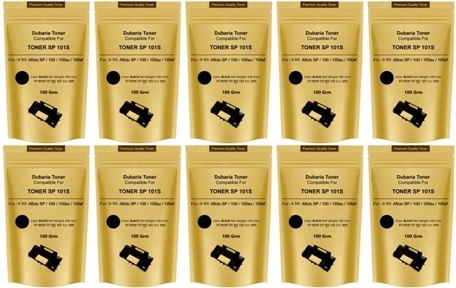 Dubaria SP 100 / SP 200 / SP 300 / SP 111 / SP 1200 / SP 3510 Toner Powder Compatible For Ricoh SP 100 Black Toner Pouch - Pack of 10 (100 Grams)