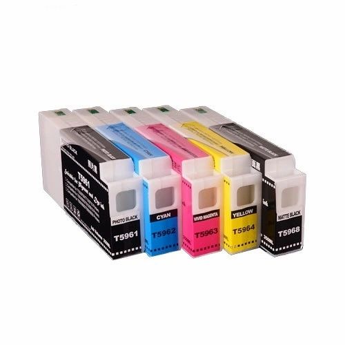 Dubaria Empty Refillable Ink Cartridge Compatible For Epson Stylus 9700, 9890, 9900, 7700, 7890, 7900 Printers - T5961, T5962, T5963, T5964, T5968 - 350 ML - 5 Colors