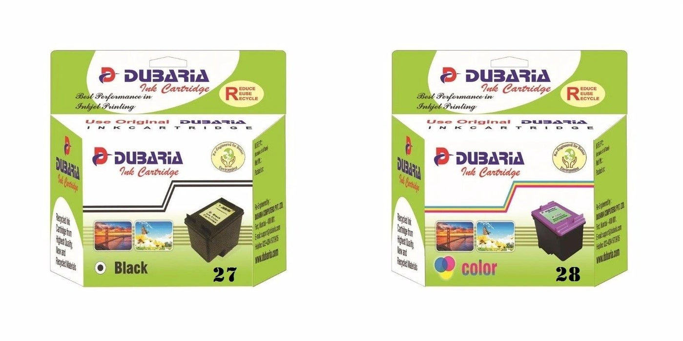 Dubaria 27 Black & 28 Tricolor Combo Ink Cartridge for HP 27 & 28