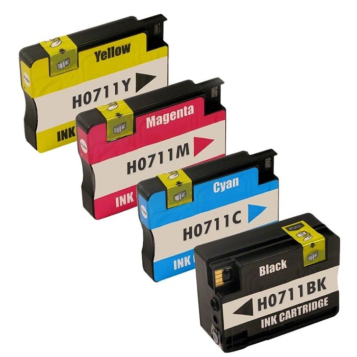 Dubaria 711 XL Ink Cartridges Replacement For HP 711 XL Ink Cartridges For Use InDesignJet T120 24" ePrinter, DesignJet T520 24", ePrinter DesignJet T520 36" ePrinter - Combo Value Pack - Cyan, Magenta, Yellow, Black