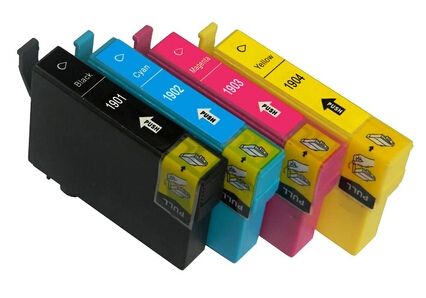 Dubaria T190 Ink Cartridge Compatible For Epson T1901 / T1902 / T1903 / T1904 Ink Cartridges For Use In Epson ME401 / ME303 / ME301 Printers - Cyan, Magenta, Yellow, Black