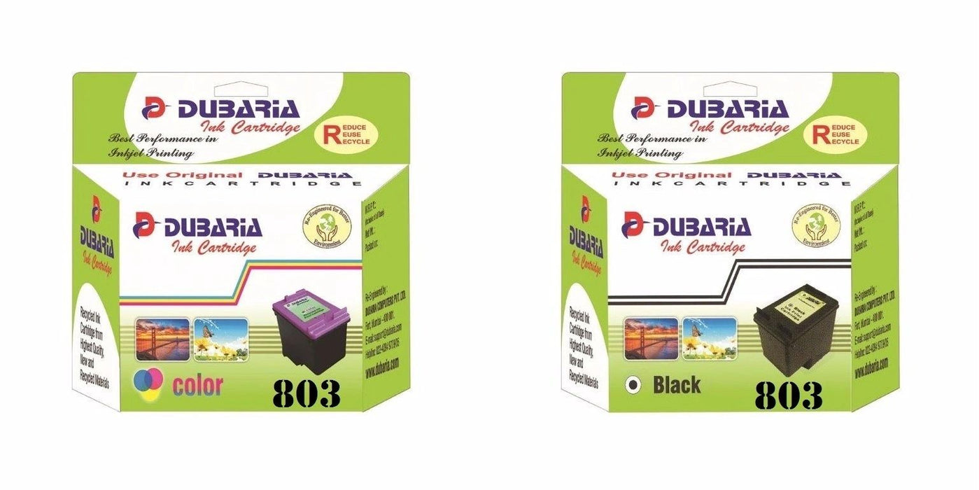 Dubaria 803 Black & Color Ink Cartridge Combo For HP DeskJet 1112, 1111, 2131, 2132 Printer