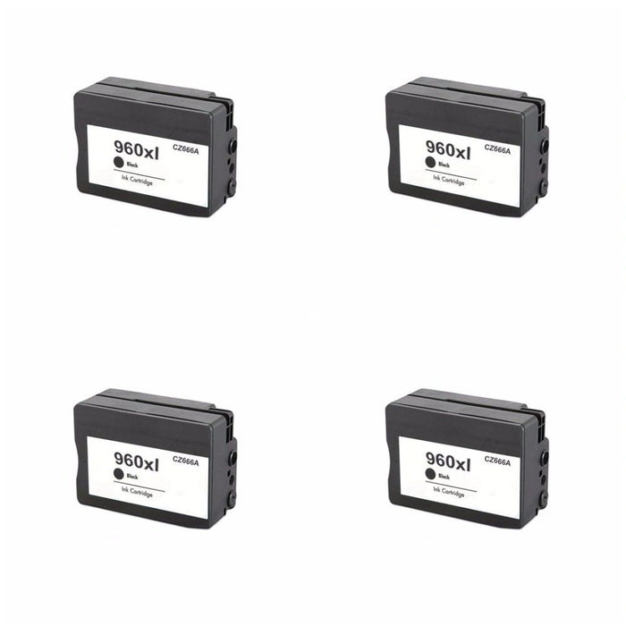 Dubaria 960 XL Black Ink Cartridge Compatible For HP 960XL / CZ665AA Black Ink Cartridge For OfficeJet Pro 3610, 3620 Printers - Pack of 4