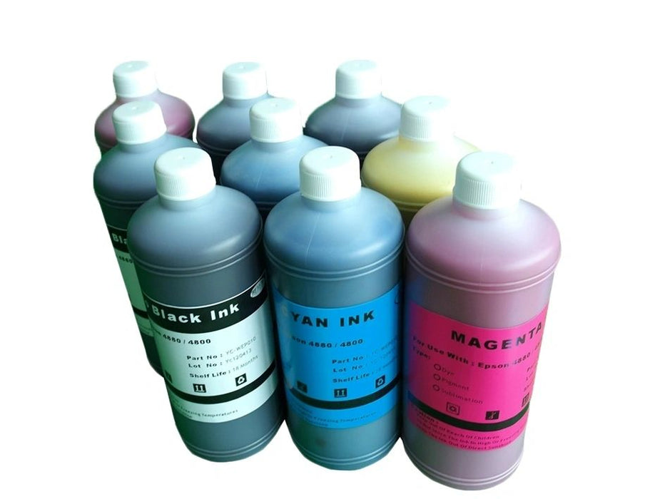 Dubaria Refill Inks For Epson Stylus Pro 11880 Printer - 1000 ML Each Bottle - 9 Colors Set Pigment Based