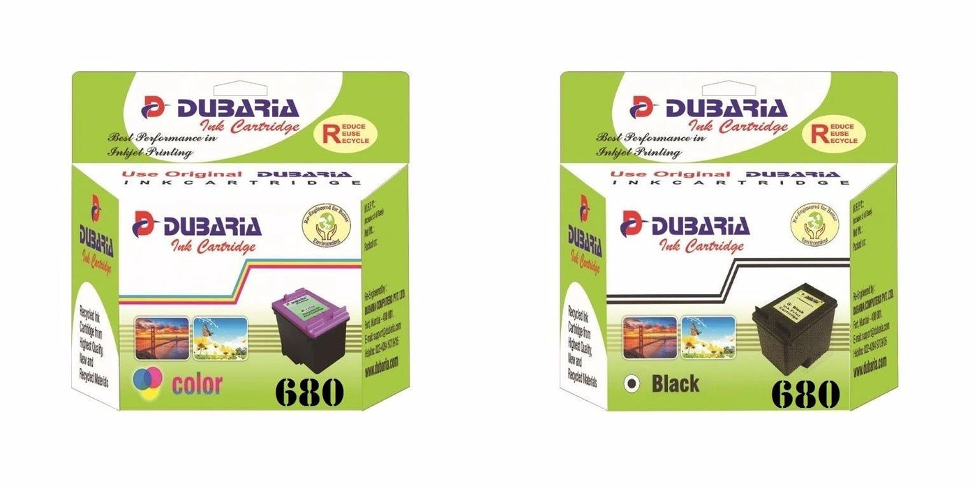 Dubaria 680 Ink Cartridge Combo For HP 680 Black & Tri Color