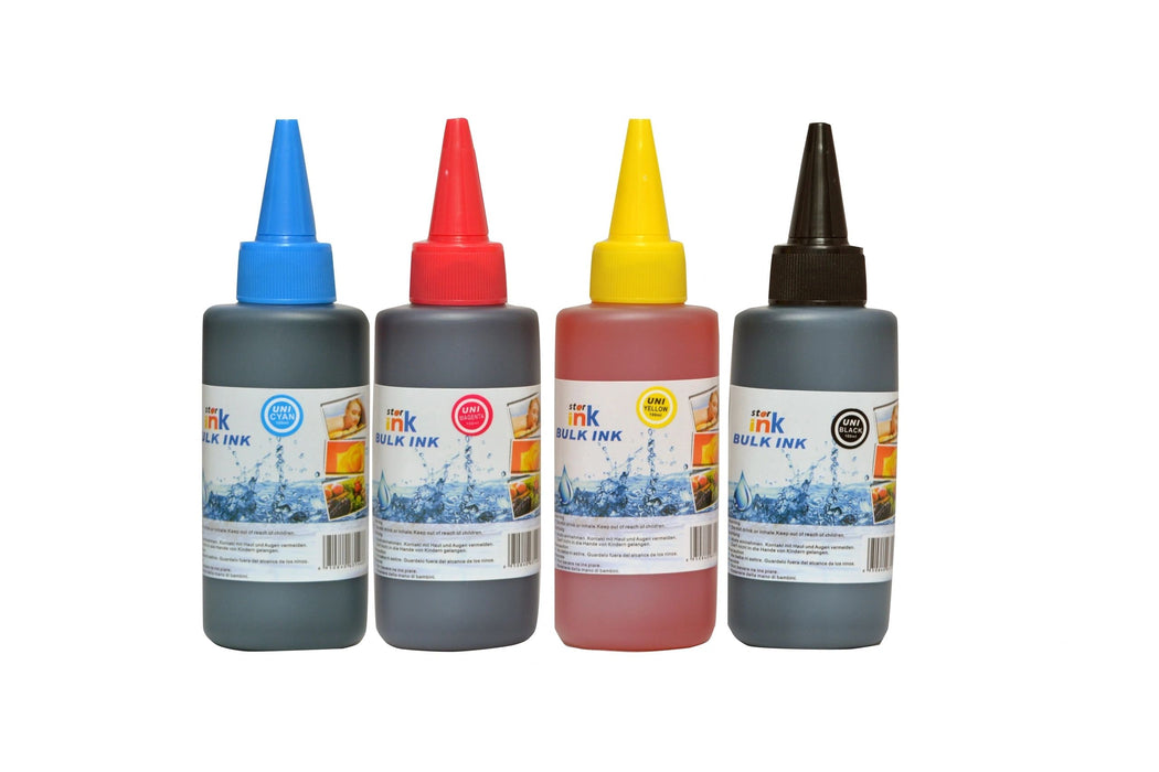 StarInk Universal Refill Ink For HP, Canon, Brother & Epson Desktop Printers - Black, Cyan, Magenta & Yellow - 100 ML Each Bottle Black + Tri Color Combo Pack Ink Bottle