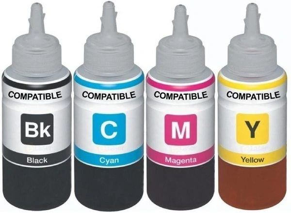 Dubaria Refill Ink For Use In Epson L100 / L110 / L200 / L210 / L220 / L300 / L350 / L355 / L365 / L550 - Cyan, Magenta, Yellow & Black - 100 ML Each Bottle - Pigment