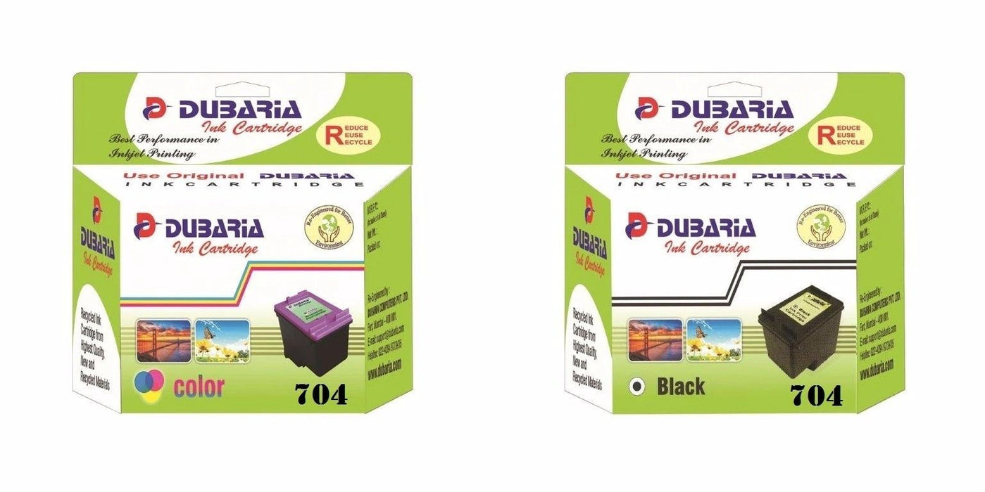 Dubaria 704 Black & Color Ink Cartridge Combo For HP 704 Ink Cartridge