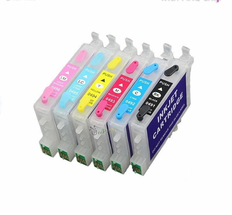 Dubaria Empty Refillable Cartridge For Epson Stylus Photo R210 / R230 / R231 / RX510 / RX630 / RX650 Printers Compatible With Epson T0491-T0496 Ink Cartridges