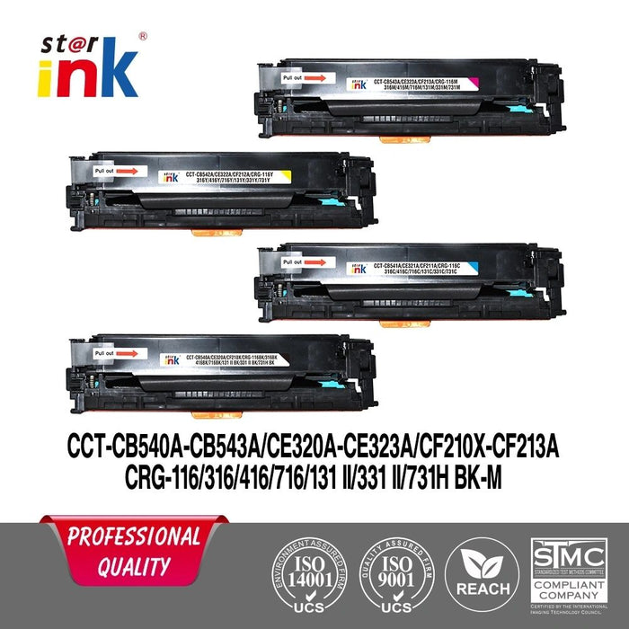 Starink 125A Toner Cartridge Bundle Combo Compatible For HP 125A - 540A, 541A, 542A, 543A Toner Cartridge For HP Printers Color LaserJet CM1312, CP1210, CP1215, CP1510, CP1515n, CP1518ni Printers