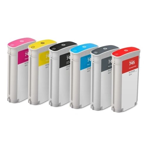 Dubaria 745 Ink Cartridges Compatible For HP 745 Ink Cartridge For Use In DesignJet Z2600 & Z5600 Printers - Cyan, Magenta, Yellow, Photo Black, Matt Black & Chromatic Red - 300 ML Combo
