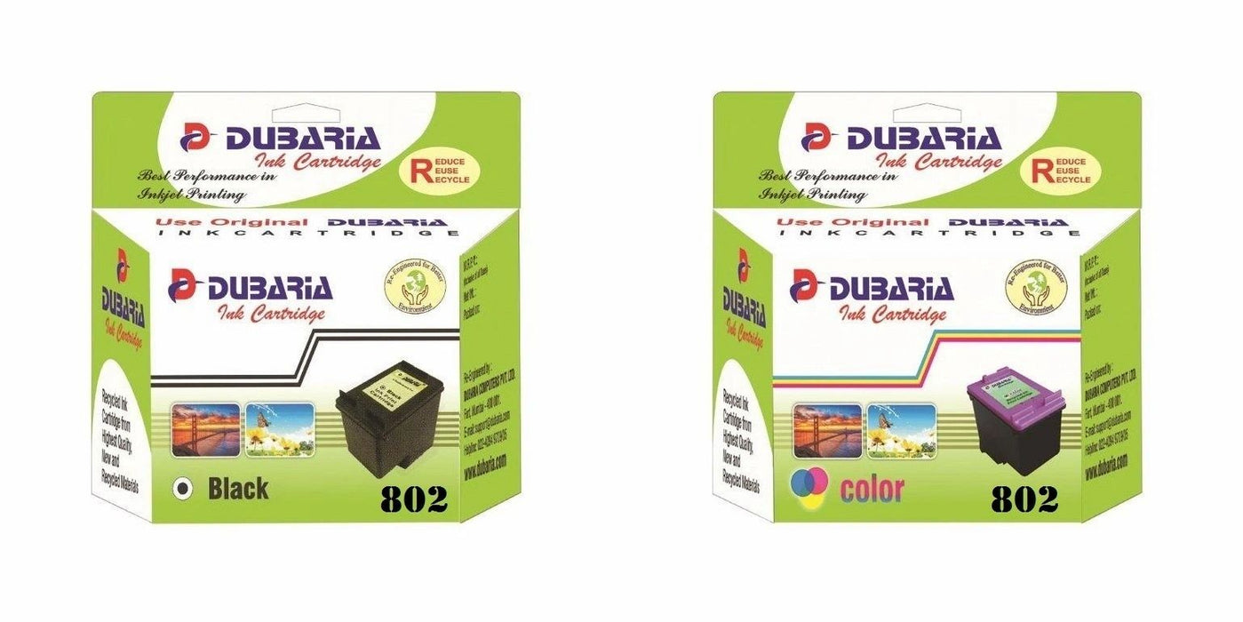 Dubaria 802 Ink Cartridge Combo Pack Compatible for Use In DeskJet 1000, 1010, 1011, 1050, 1510, 1511, 2000, 2050, 3050, J210, J310, J610