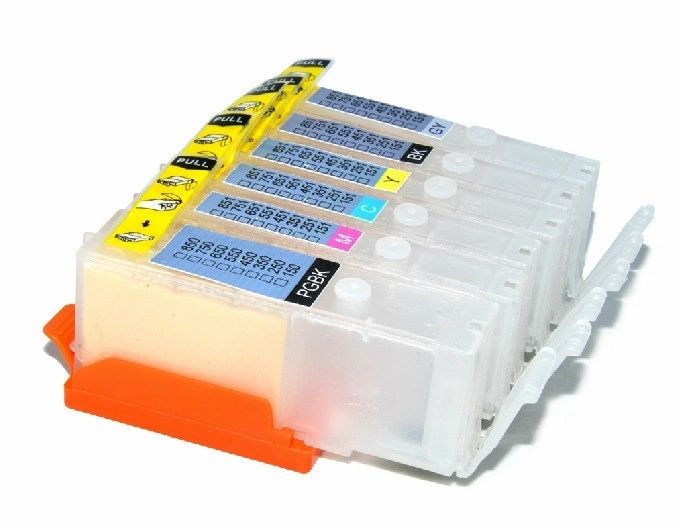 Dubaria Empty Refillable Cartridge For Canon MG 6350 / 7150 / IP 8750 / 8770 Printers Compatible With Canon 750 / 751 Grey - 6 Colors