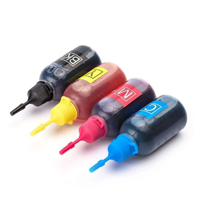 Dubaria Dye Refill Ink For Use In HP 27 Black & 28 TriColor Ink Cartridges - 30 ML Each Bottle