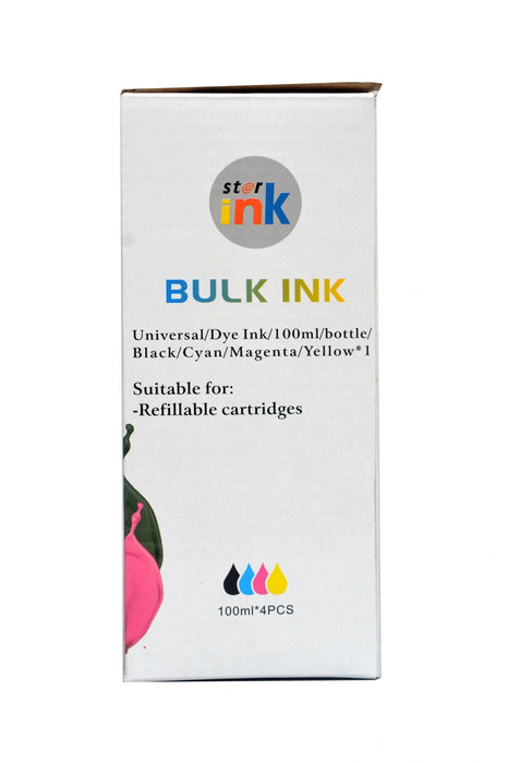 StarInk Universal Refill Ink For HP, Canon, Brother & Epson Desktop Printers - Black, Cyan, Magenta & Yellow - 100 ML Each Bottle Black + Tri Color Combo Pack Ink Bottle